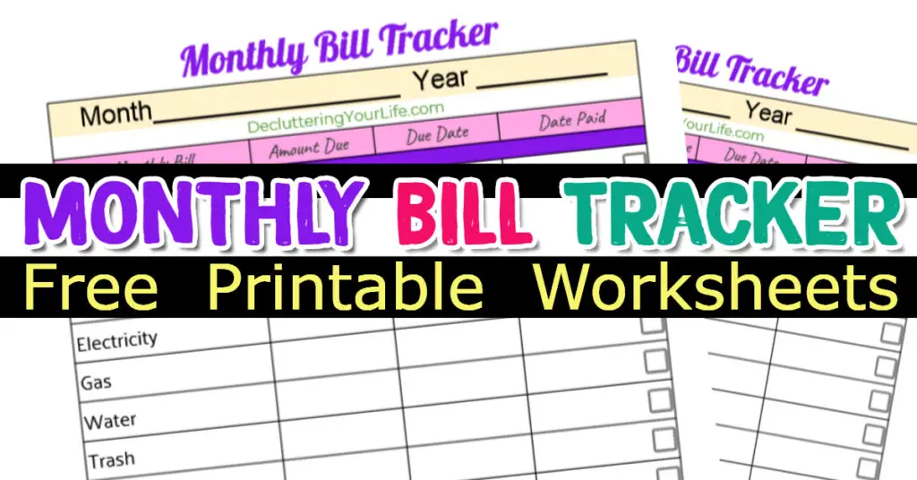 Monthly Bill Payment Template from declutteringyourlife.com
