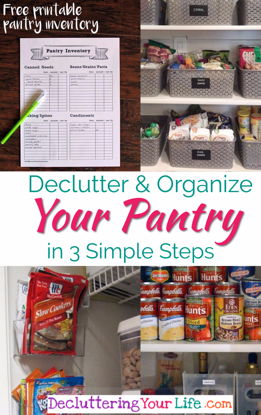 Pantry organization ideas - DIY kitchen pantry decluttering ideas - Declutter and organize your pnatry in 3 simple steps.  Great pictures of organized pantries too!