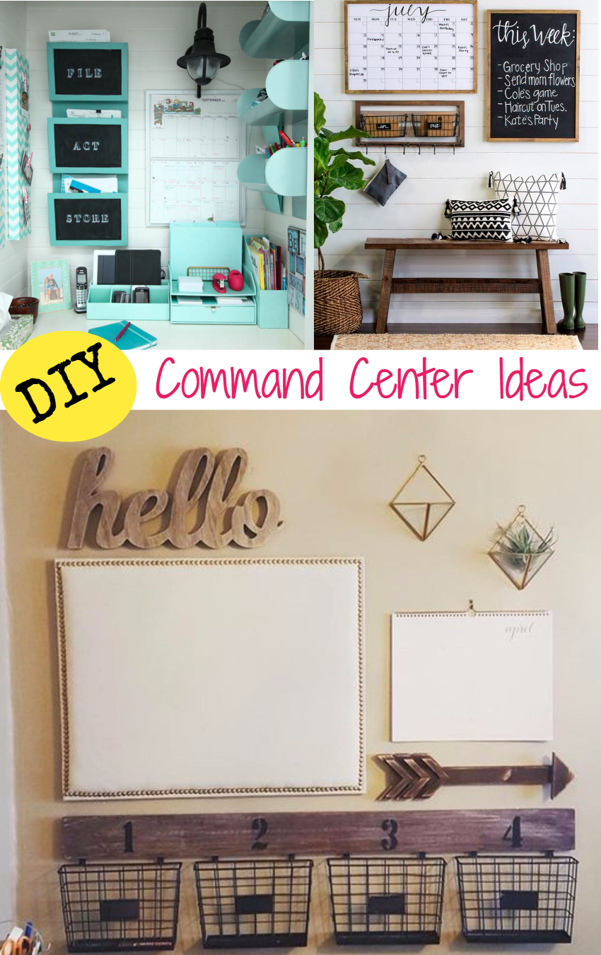 Command Center DIY ideas - make a fmaily command center with these DIY ideas and tips. Lots of family command center pictures and inspiration to declutter and organize your family's schedule