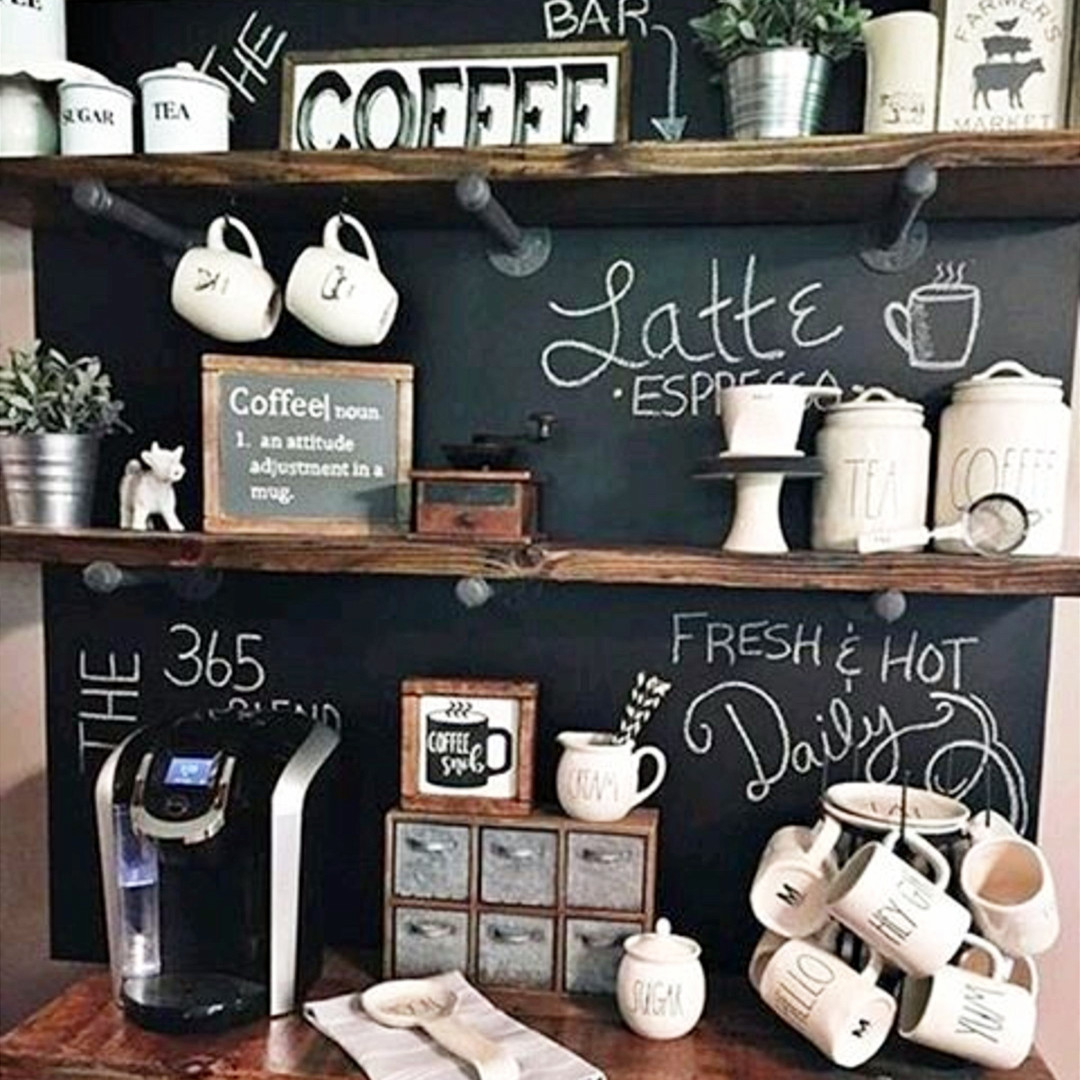 Create a Simple Coffee & Tea bar in your kitchen #DIY Shelf and