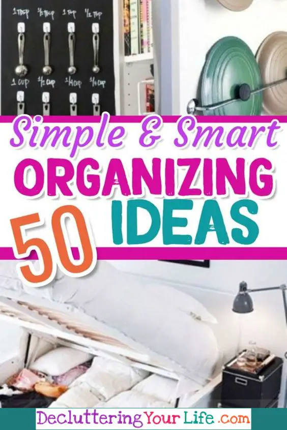 VERY clever #gettingorganized ideas, tricks, tips and #lifehacks to #getorganized at home. If organization ideas for the home is on your To Do list and getting organized at home is one of your goals - you will LOVE these organizing ideas