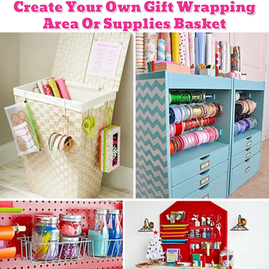 Gift Wrapping Organization ideas - Getting Organized - 50+ Easy DIY organization Ideas To Help Get Organized #getorganized #gettingorganized #organizationideasforthehome #diyhomedecor #organizingideas #cleaninghacks #lifehacks #diyideas