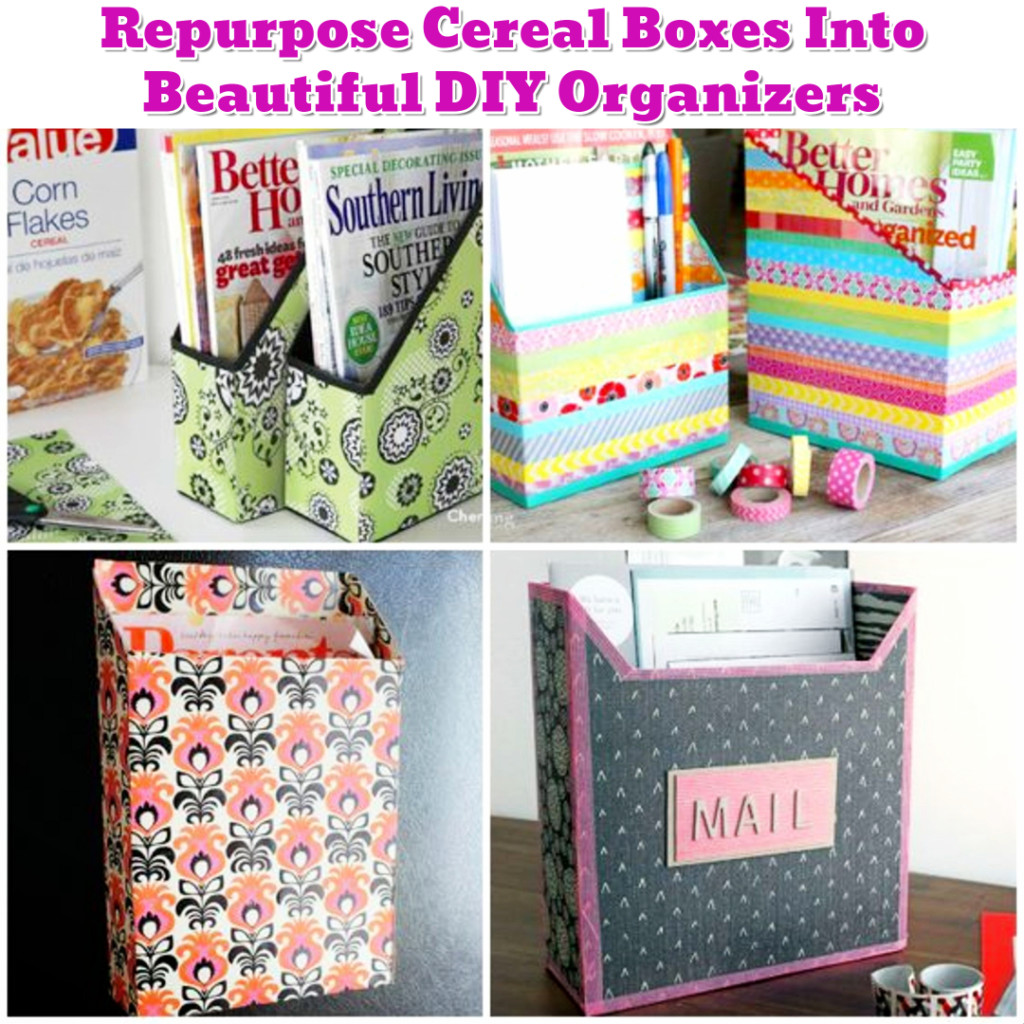 DIY organization Hacks and Ideas - Organize with Decorated Cereal Boxes - Getting Organized - 50+ Easy DIY organization Ideas To Help Get Organized #getorganized #gettingorganized #organizationideasforthehome #diyhomedecor #organizingideas #cleaninghacks #lifehacks #diyideas