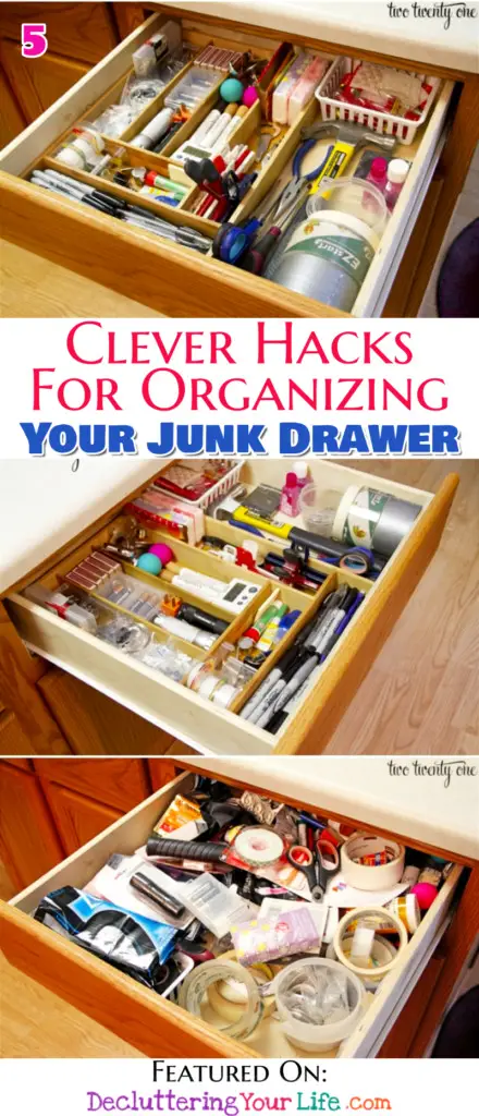 Easy Ideas for Organizing Your Junk Drawer #junkdrawerorganization #gettingorganized #organizationideasforthehome #getorganized #lifehacks #organizingtips #kitchenideas #deskorganization
