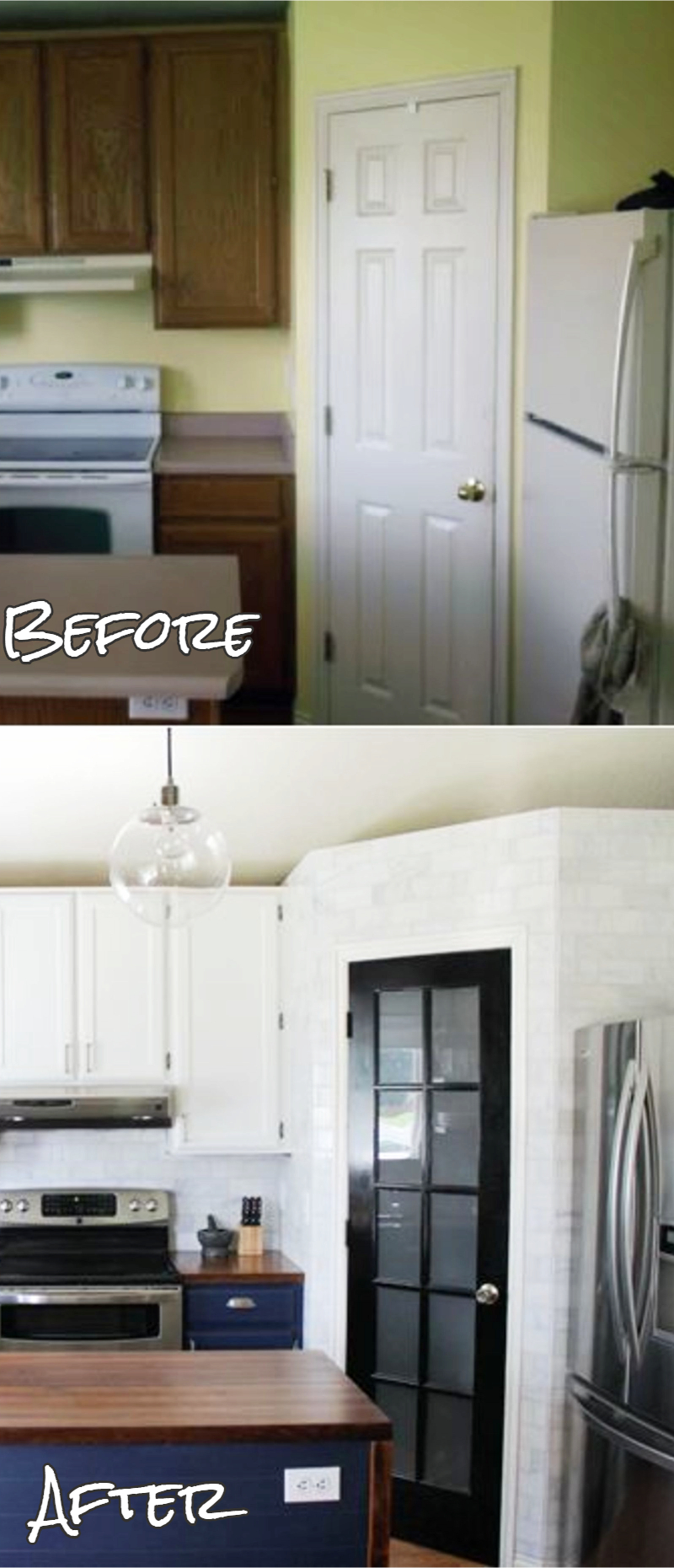 Small kitchen remodel - before and after pictures of small kitchen makeovers #kitchenideas #farmhousedecor #kitchendecor #kitchenremodel #diyhomedecor #homedecorideas #farmhousekitchen