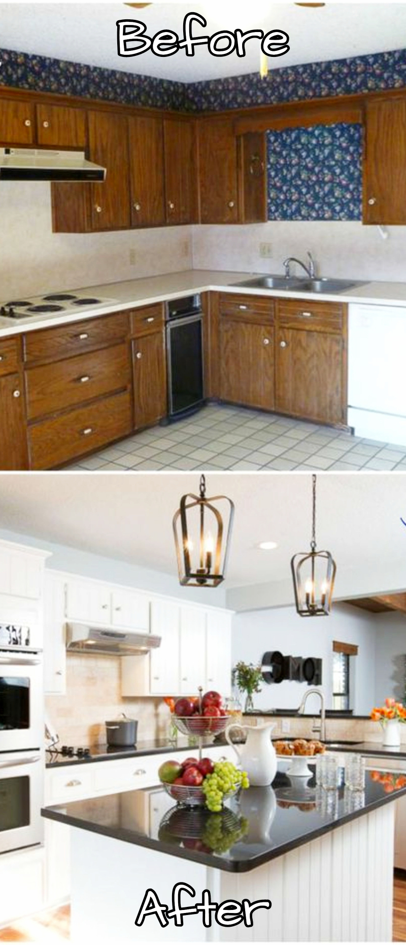Small kitchen makeovers before and after - small kitchens remodel ideas and pictures #kitchenideas #farmhousedecor #kitchendecor #kitchenremodel #diyhomedecor #homedecorideas #farmhousekitchen