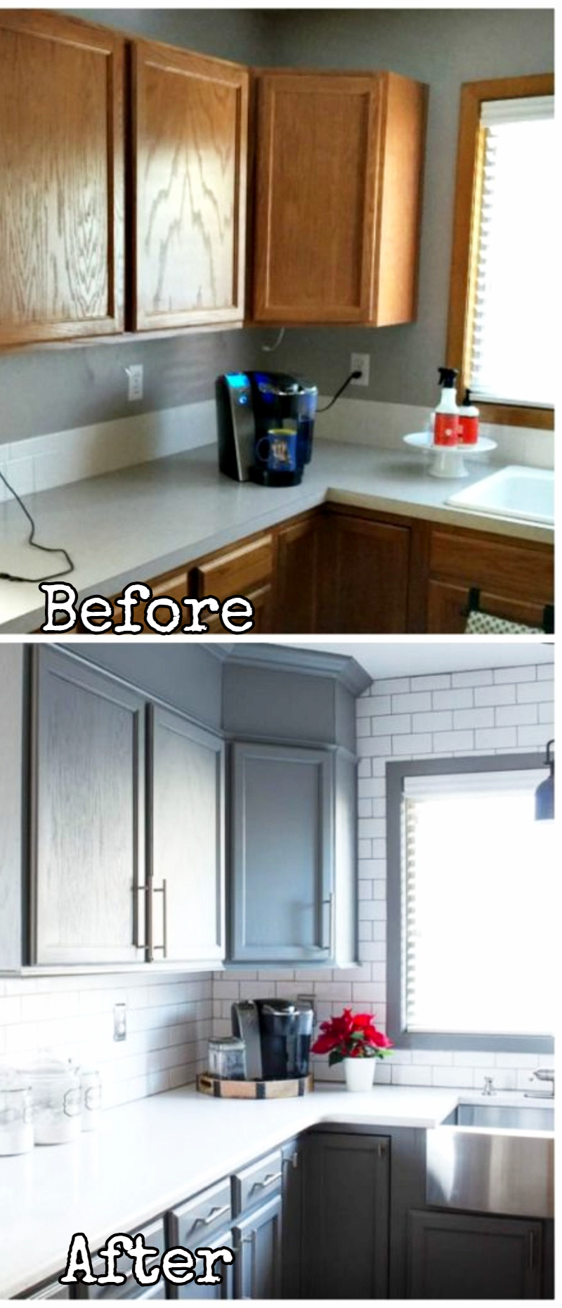 Small kitchen remodel - before and after pictures of small kitchen makeovers #kitchenideas #farmhousedecor #kitchendecor #kitchenremodel #diyhomedecor #homedecorideas #farmhousekitchen