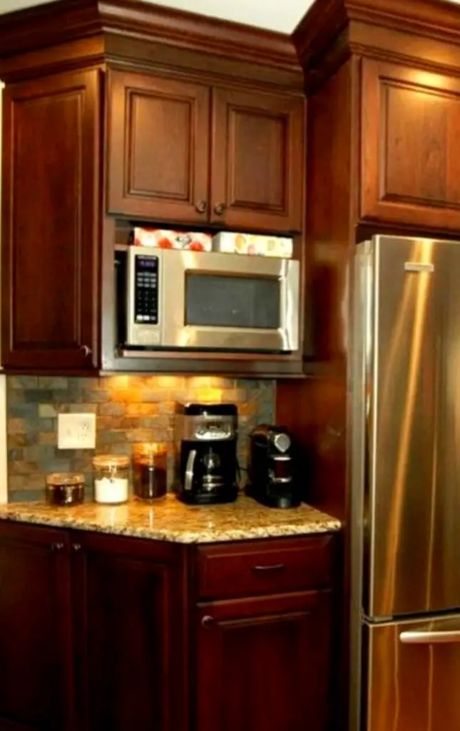 Small corner coffee area on kitchen counter