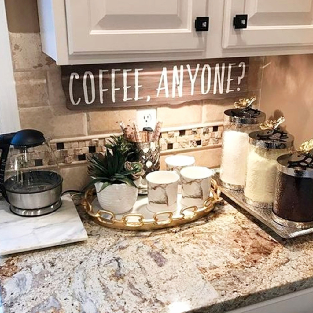 Love all these coffee area ideas #kitchenideas #diyroomdecor #homedecorideas #diyhomedecor #farmhousedecor