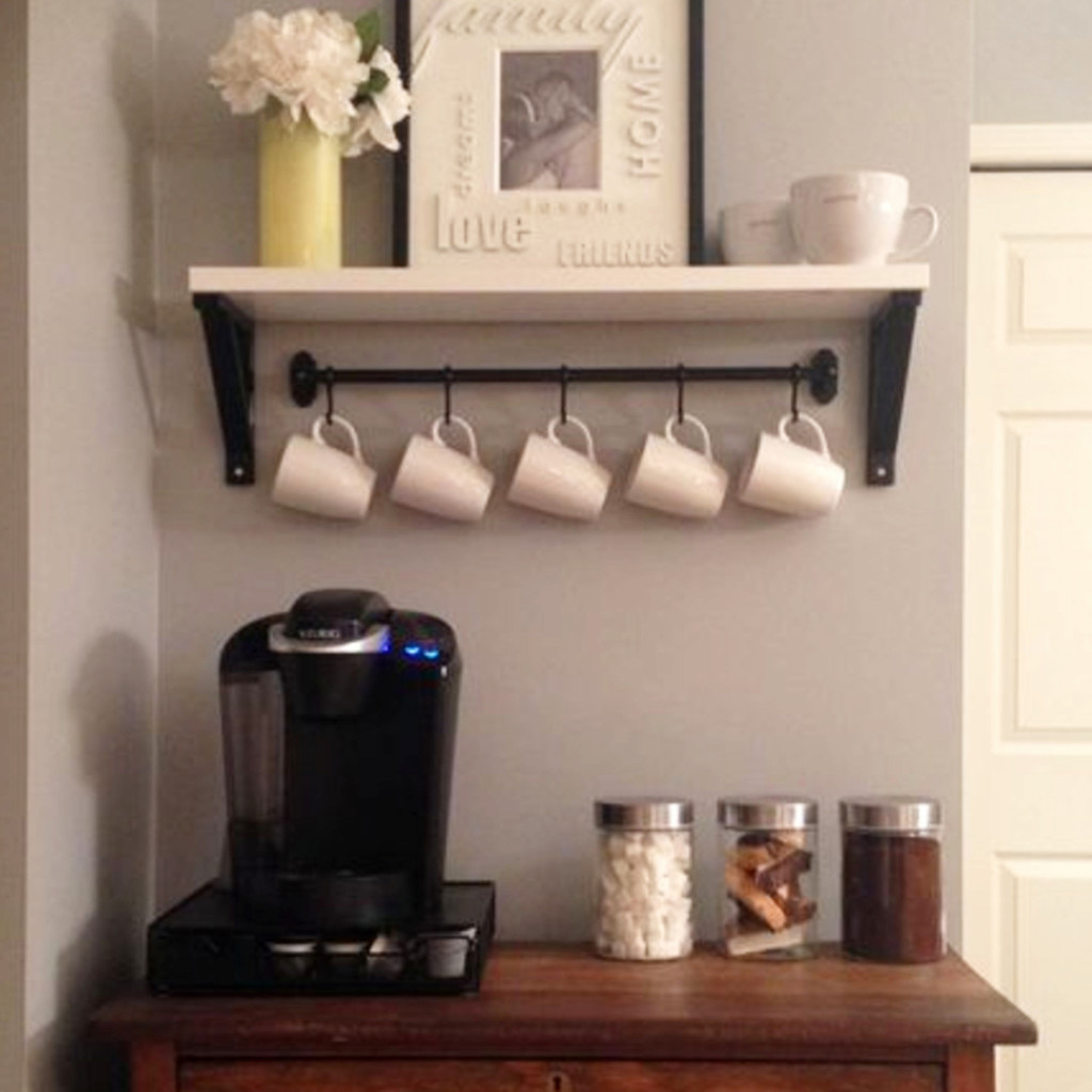 small coffee bar #kitchenideas #diyroomdecor #homedecorideas #diyhomedecor #farmhousedecor