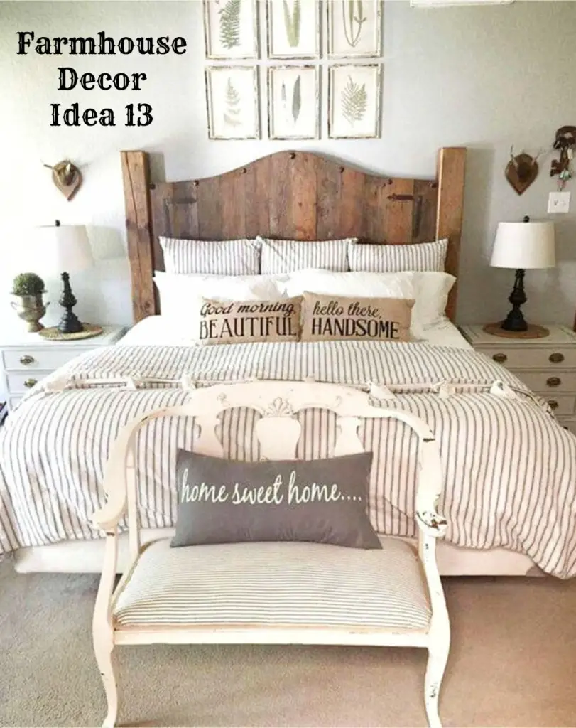 Rustic farmhouse bedroom decorating idea - Clutter-free Farmhouse Decor Ideas #farmhousedecorating #rusticfarmhouse #diydecor #homedecorideas #diyhomedecor #farmhousestyle #farmhousedecorideas #decoratingideas #kitchenideas #livingroomideas #bedroomideas #bathroomideas #laundryroomideas