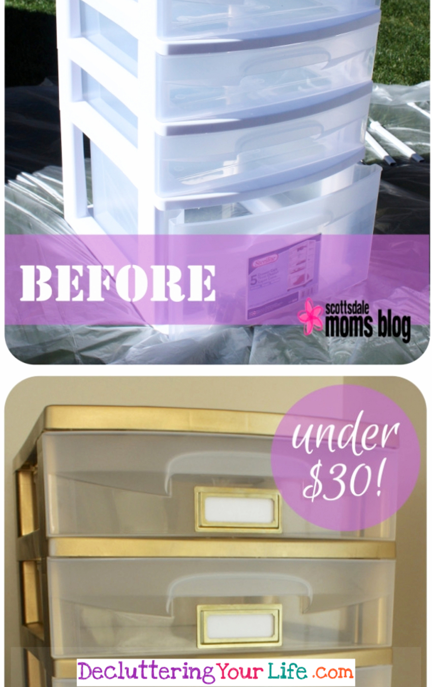 Creative spray paint projects - home decor and organizing on a budget - spray pain cheap plastic drawers