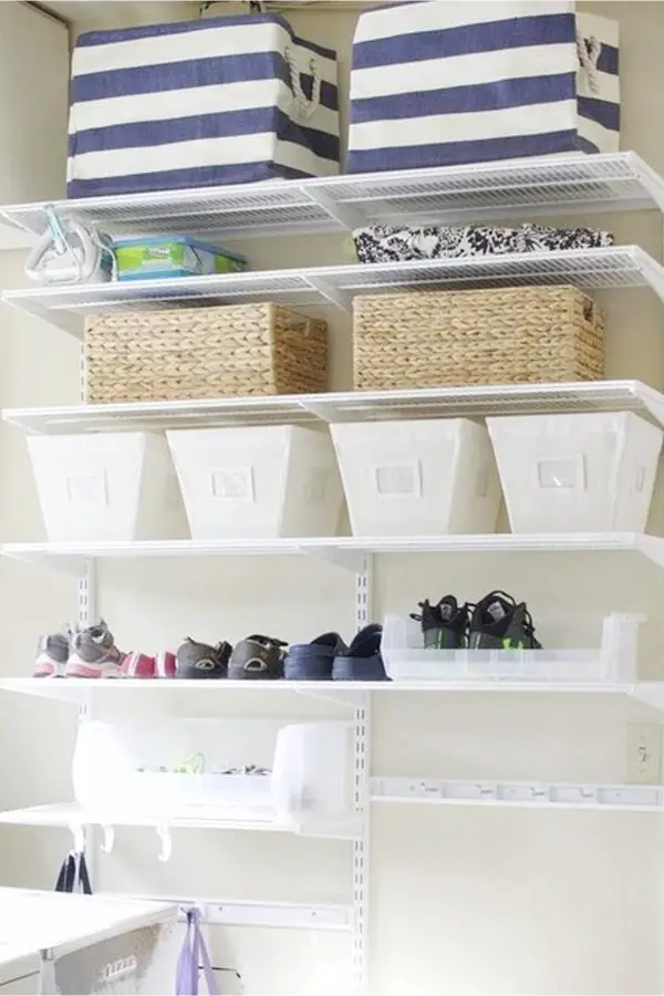 Maximizing space in a small house with no storage - beautiful organized shelves to create more organized storage space
