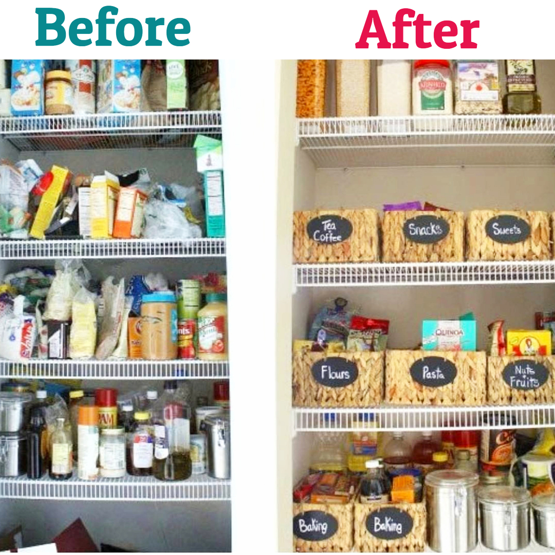 Pantry Organization Tips and Ideas - DIY Pantry Organizing Hacks - Before and after pictures from organizing my pantry