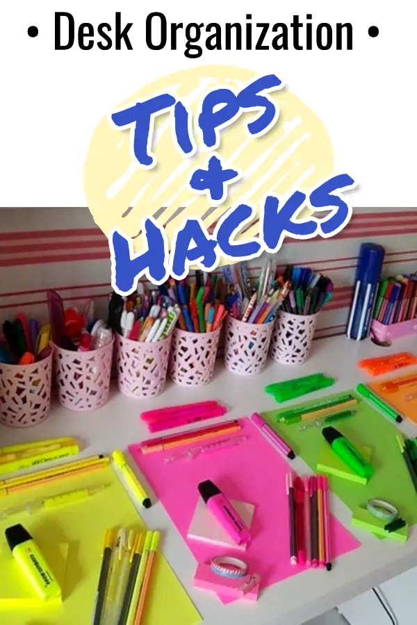 Desk organization tips, hacks and ideas for organizing your home office desk drawer, your dorm room desk, or ANY desk drawers!