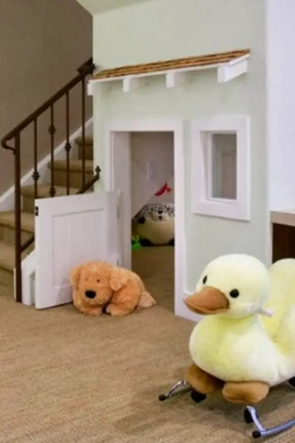 toy storage under stairs