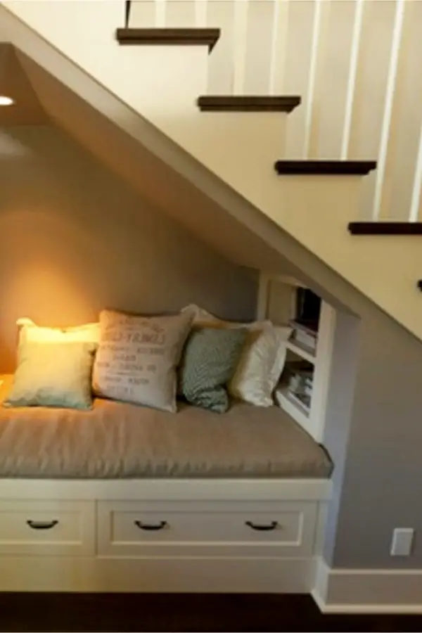 Under stair storage ideas - reading nook under stairs