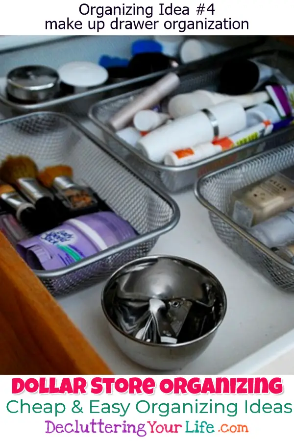 Dollar Store Organizing - Bathroom Organization Ideas On A Budget - Bathroom Organization Hacks & Cheap DIY Bathroom Storage Ideas using Dollar Stores organization stuff for under sink, make up, counter space, towels, shelves and more dollar store DIY organization life hacks to get bathroom organized at home
