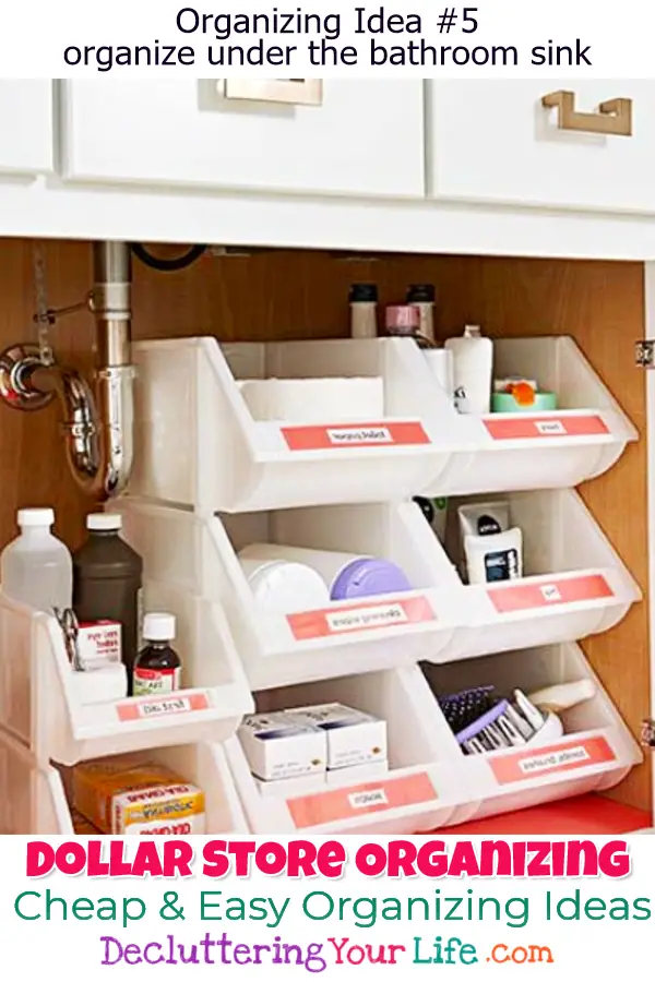 Dollar Store Organizing - Bathroom Organization Ideas On A Budget - Bathroom Organization Hacks & Cheap DIY Bathroom Storage Ideas using Dollar Stores organization stuff for under sink, make up, counter space, towels, shelves and more dollar store DIY organization life hacks to get bathroom organized at home