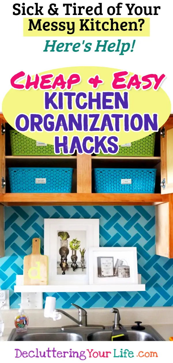 Kitchen organization on a tight budget - how to organize kitchen cabinets and counters on a budget - cheap and easy DIY kitchen organization ideas for the home - Dollar store kitchen organization ideas to get kitchen organized