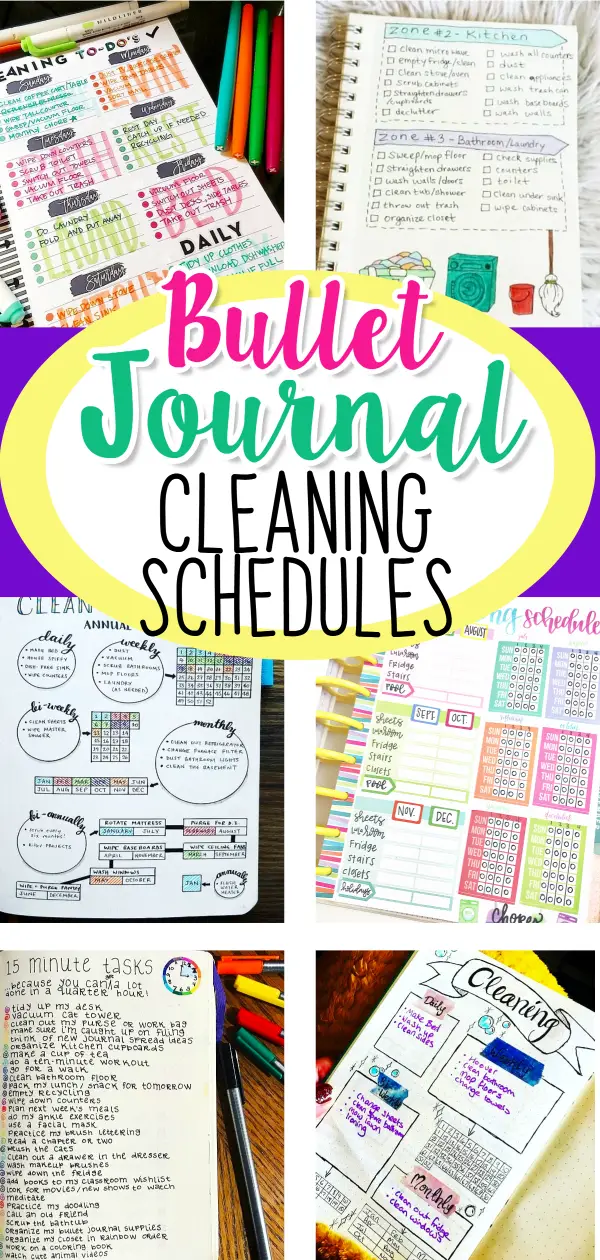 Bullet Journal Cleaning Schedule Ideas and PICTURES - LOVE these bullet journal ideas for keeping track of my cleaning checklists and my hoe maintenance needs to keep my home clean and organized WITHOUT feeling overwhelmed!