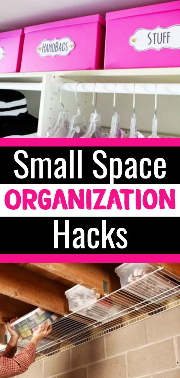 Storage Ideas for Small Spaces!  Clever and Easy DIY storage solutions for small rooms, for bedrooms, for apartments, under stairs, the kitchen, for closets and for kids room too!  Organization Hacks and Storage Ideas for all tiny rooms in your home