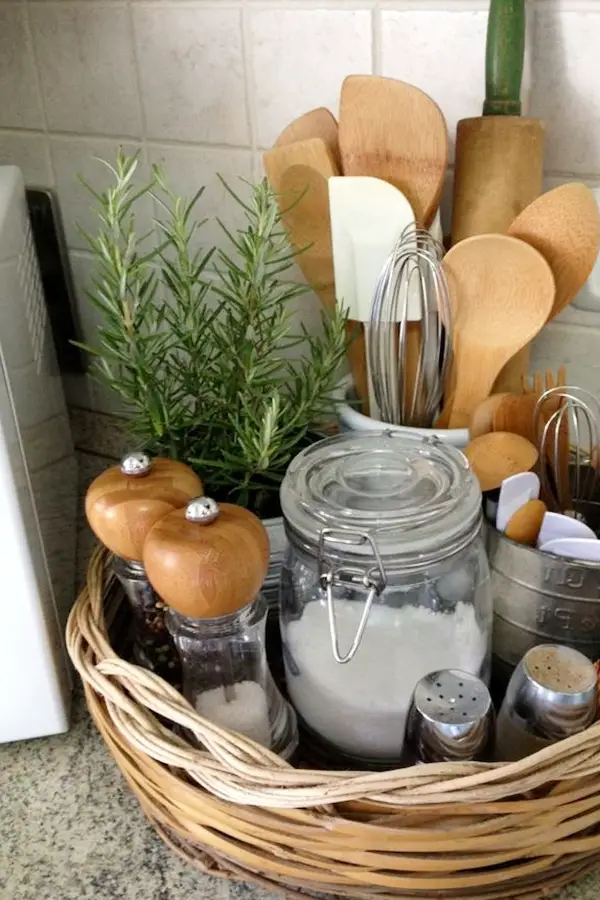 Organizing with baskets - kitchen counters countertop