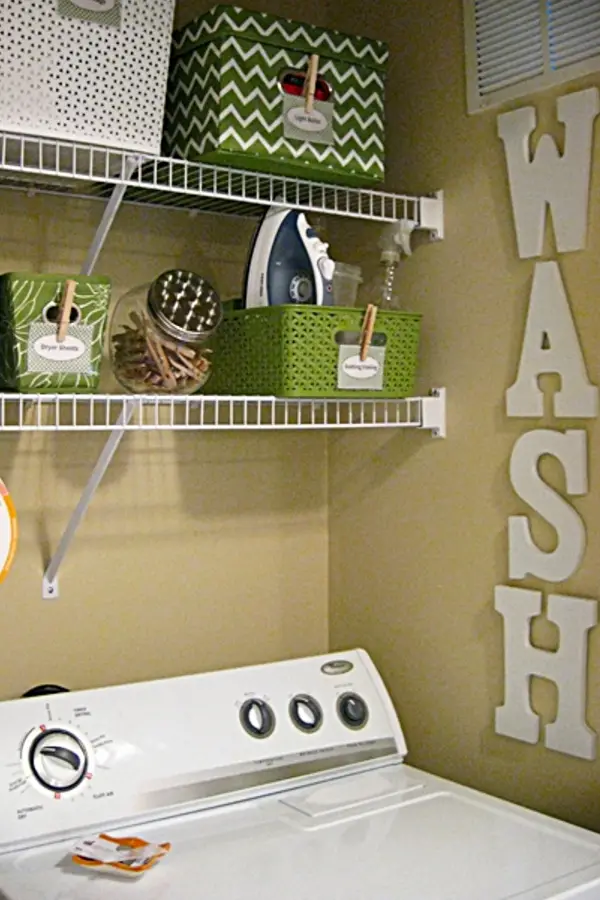 Organizing with baskets - laundry room