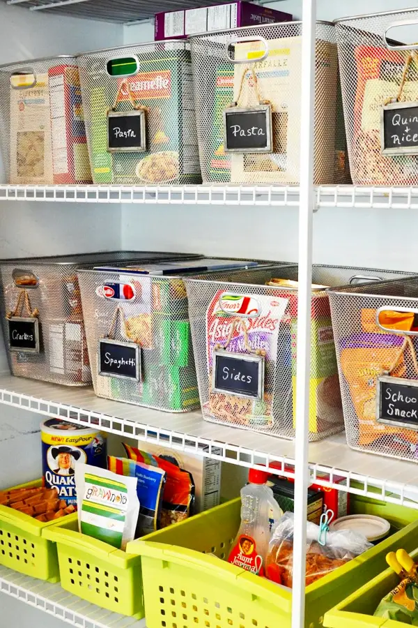 Organizing with baskets - pantry