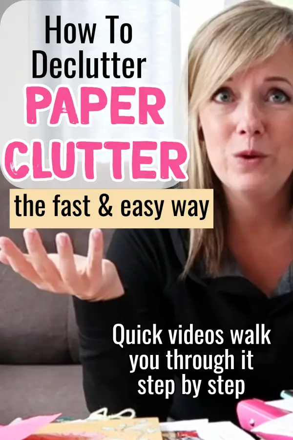 Paper clutter solutions for eliminating paper clutter in your life.  These organization ideas will help get organized and STAY organized.  Organizing papers, mail, bills, coupons and other paper clutter can make you feel overwhelmed.  Here's the easiest way to declutter paper clutter and declutter your life for a clutter free home. Organizing receipts, file organization and more decluttering hacks for your paper clutter at home.