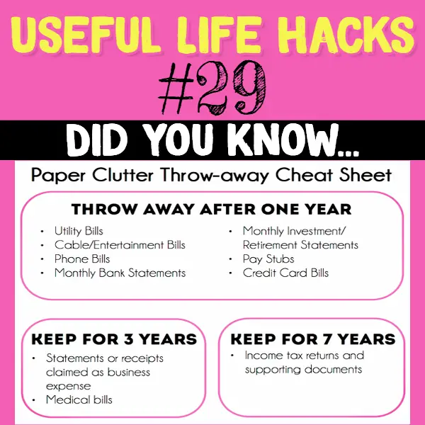 Paper clutter tips and tricks for keeping important documents, paperwork and bills. Useful life hacks to make life easier - household hacks... MIND BLOWN!