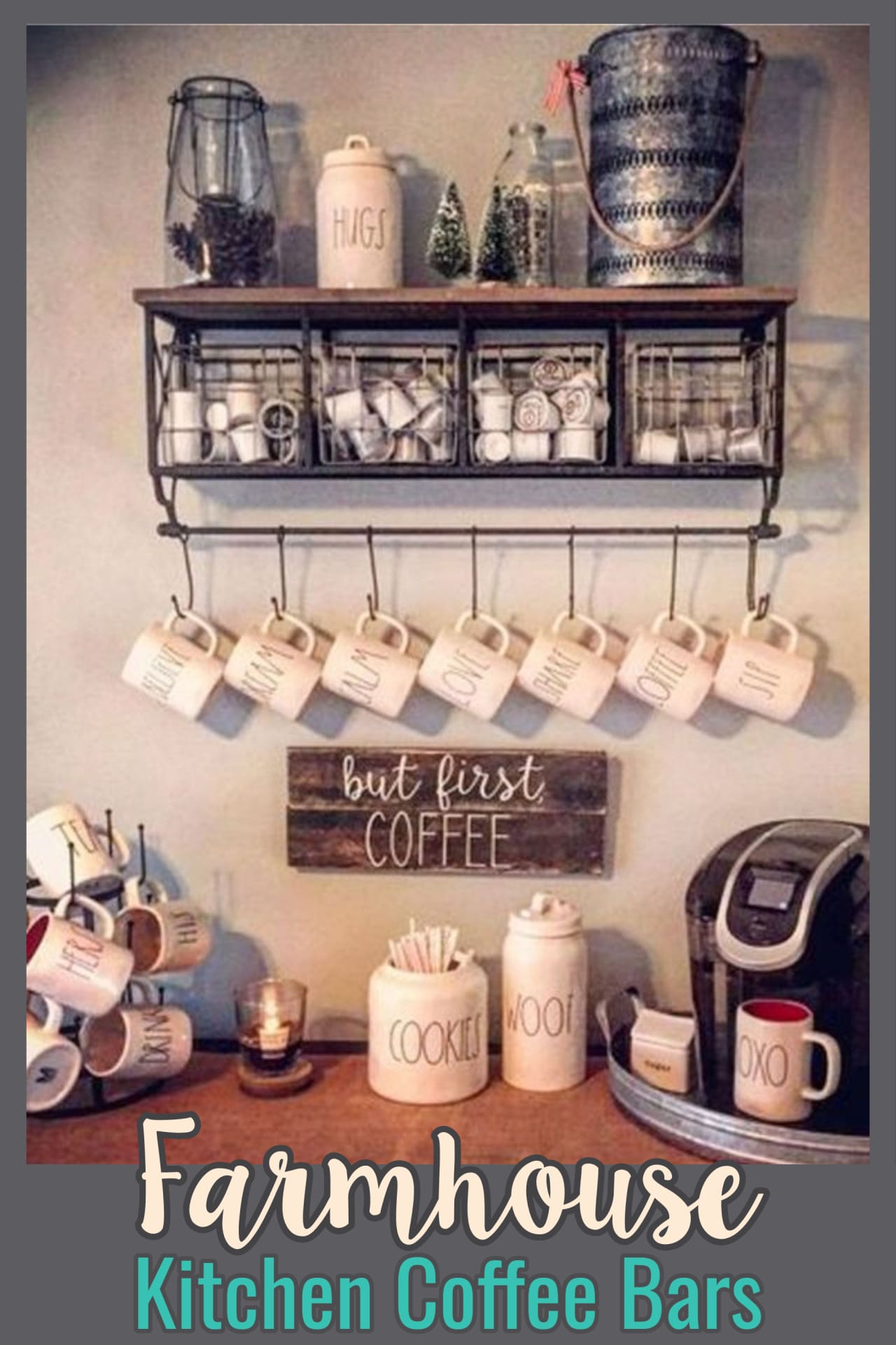 Farmhouse decor on a budget - coffee bar ideas for your farmhouse kitchen