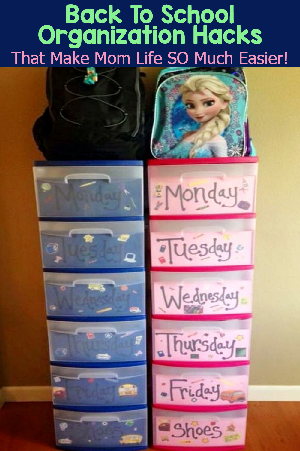 Simple Back To School Organization For Moms for getting organized at home with your kids morning routines and all year long - school year organization tips and ideas for  organized moms and for all parents to get organized this year and STAY organized WITHOUT feeling overwhelmed.