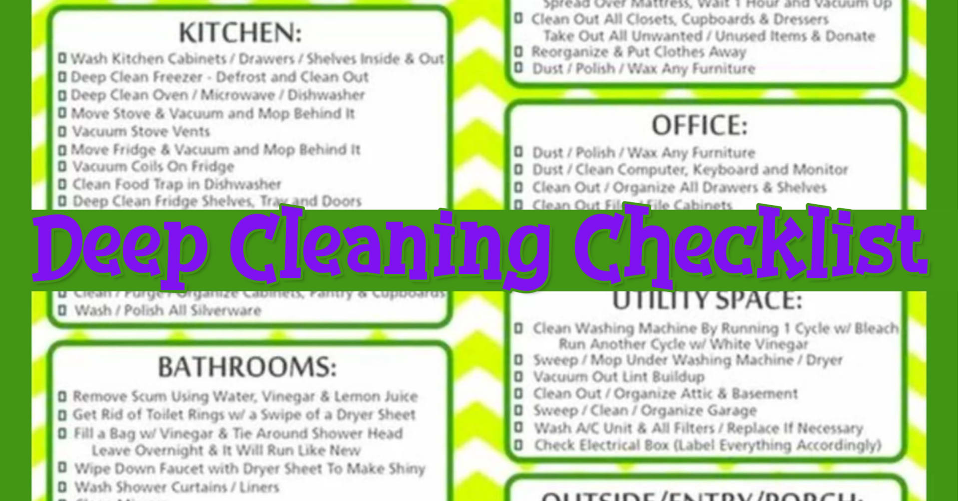 Deep cleaning your house checklist and list of chores to deep clean your home