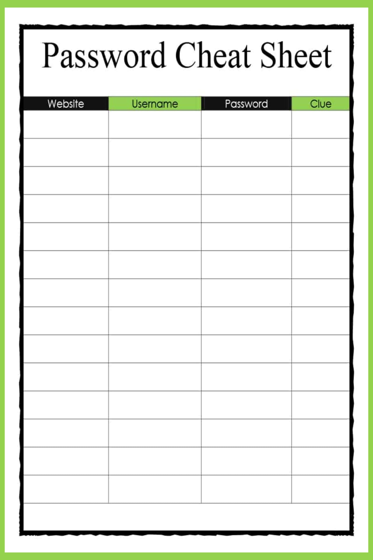 Password cheat sheet template - Free Password Trackers and Password Keeper Printable PDFs - how to organize website passwords on paper with a printable password keeper to make a DIY password journal or password organizer binder - it's like your own password vault to track all your online passwords!  Download your free printable password organizers worksheets to make a DIY password book with these free home organizing printables