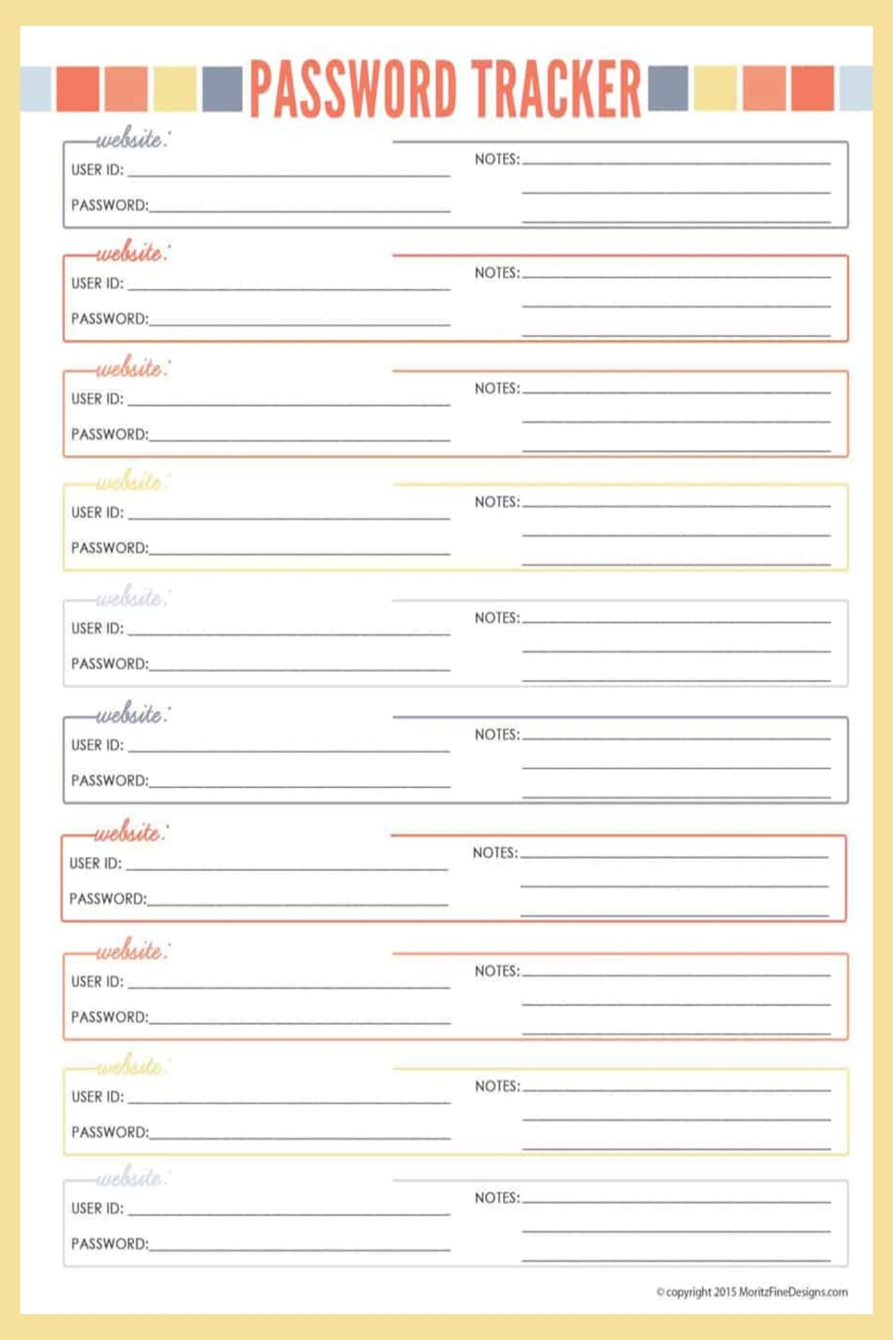 Internet Password Organizer - Free Password Logs and Password Keeper Printable PDFs - how to organize website passwords on paper with a printable password keeper to make a DIY password journal or password organizer binder - it's like your own password vault to track all your online passwords!  Download your free printable password organizers worksheets to make a DIY password book with these free home organizing printables