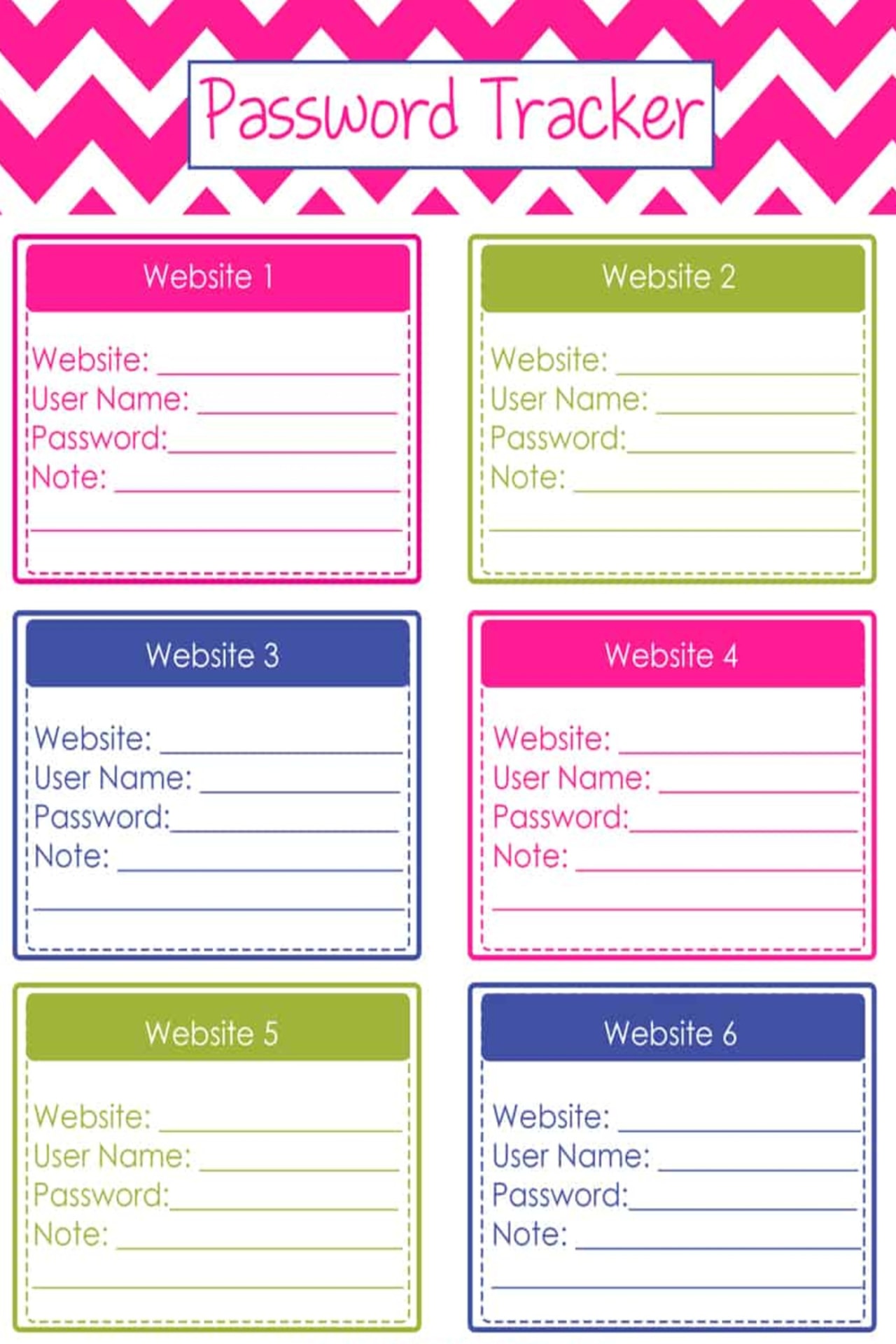 Free Password Trackers and Password Keeper Printable PDFs - how to organize website passwords on paper with a printable password keeper to make a DIY password journal or password organizer binder - it's like your own password vault to track all your online passwords!  Download your free printable password organizers worksheets to make a DIY password book with these free home organizing printables