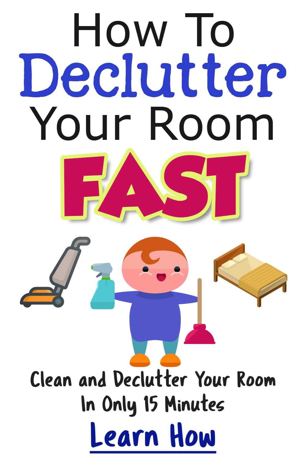 How to declutter your room - let me show you how to declutter your room FAST!  Want to know how to declutter your bedroom? Here's how to declutter and organize your room when you want to know how to declutter your home one room at a time.  Declutter your room WITHOUT feeling overwhelmed!