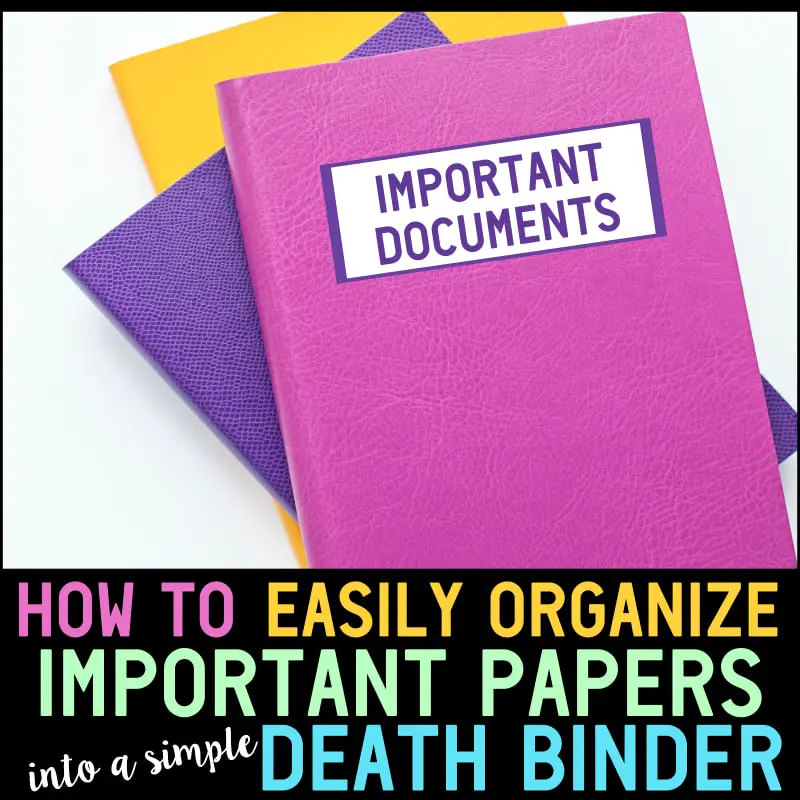 Printable In Case Of Death Checklist and Worksheets for Important Documents in your Emergency Binder Notebook