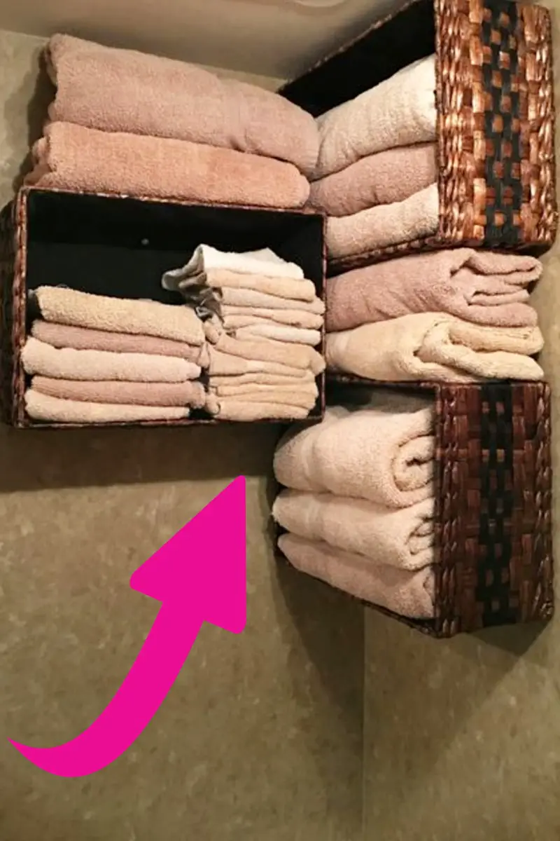 corner wall storage baskets for towels