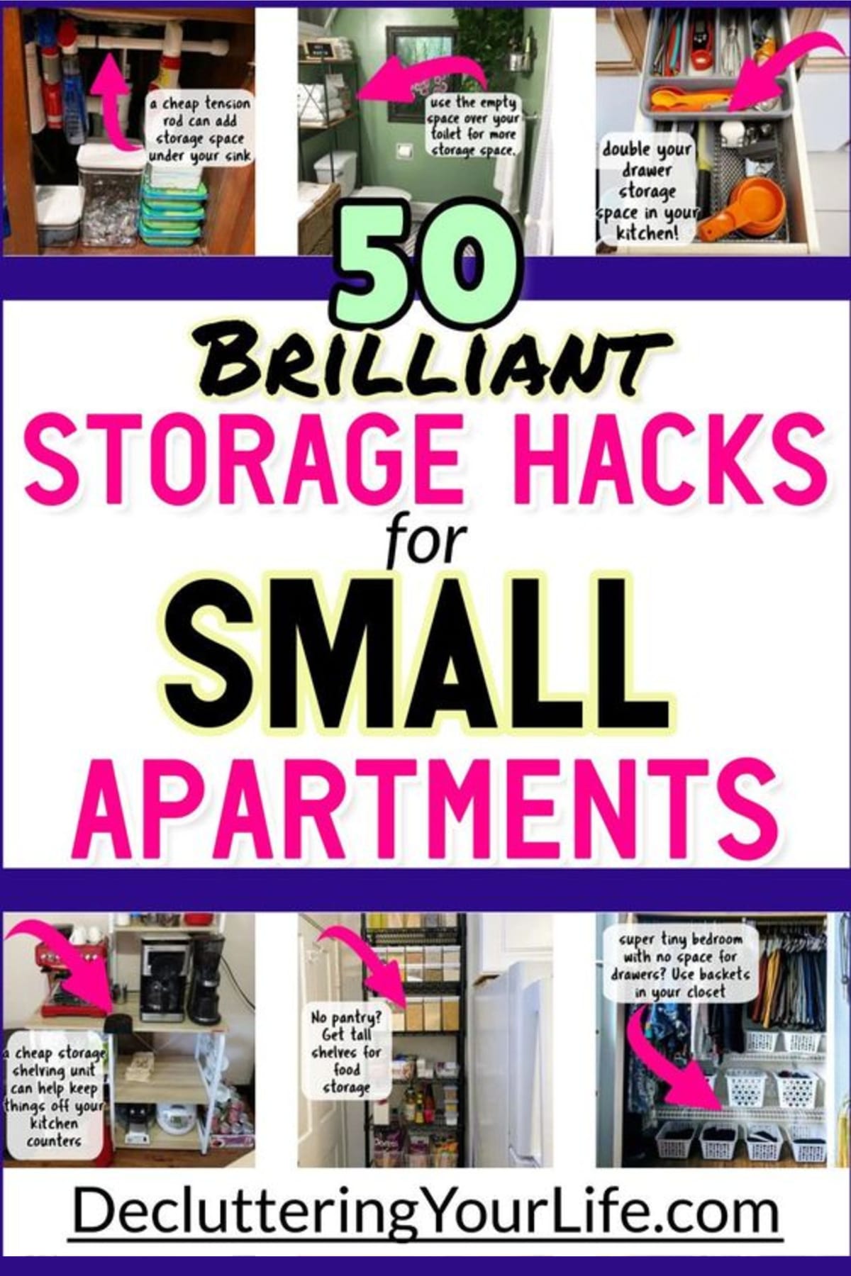 50 clever ways to organize a small apartment on a budget when your tiny rental, studio apartment or small house has NO storage space