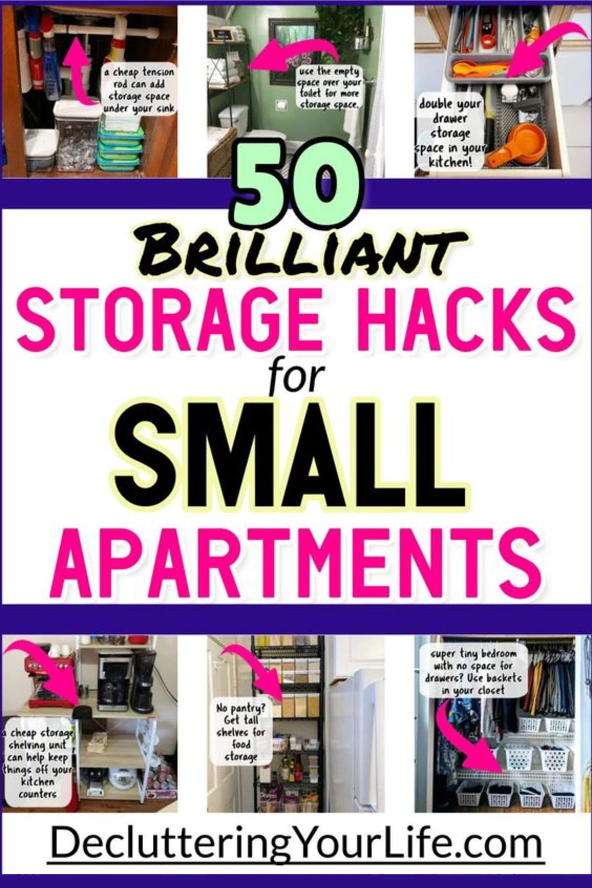 50 Small Apartment Storage Ideas That Won't Risk Your Deposit  Apartment  hacks organizing, Apartment storage, Small apartment storage hacks