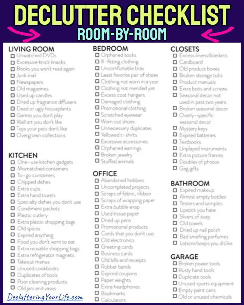 How To Declutter Your Home Room By Room Checklist, Tips and Action Plan