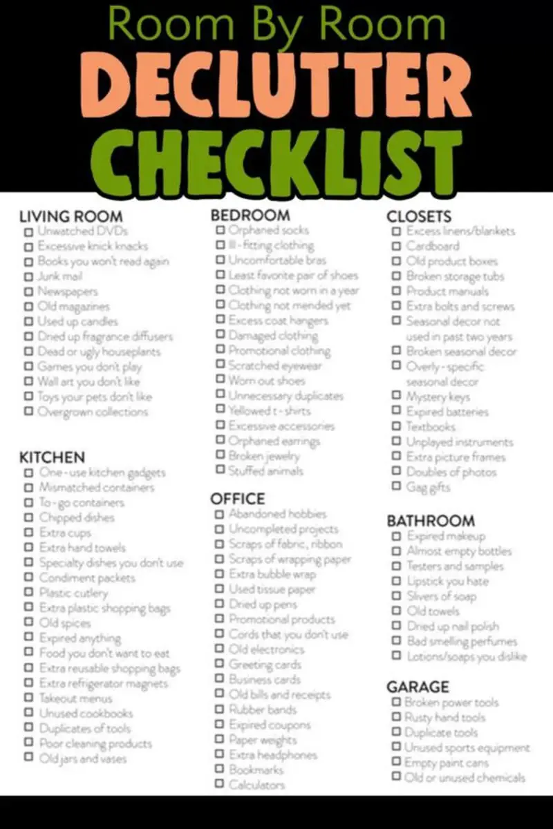 Room By Room Declutter Checklist