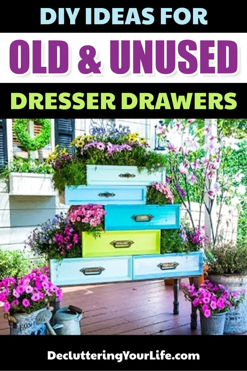 Repurposed Dresser Drawers - unique upcyled drawers ideas - repurpose dresser drawers into a flower planter for your patio, porch or anywhere you want unique and BEAUTIFUL outdoor decor