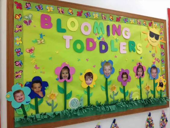 nursery display board ideas for toddlers - spring theme - handmade classroom bulletin board decorations