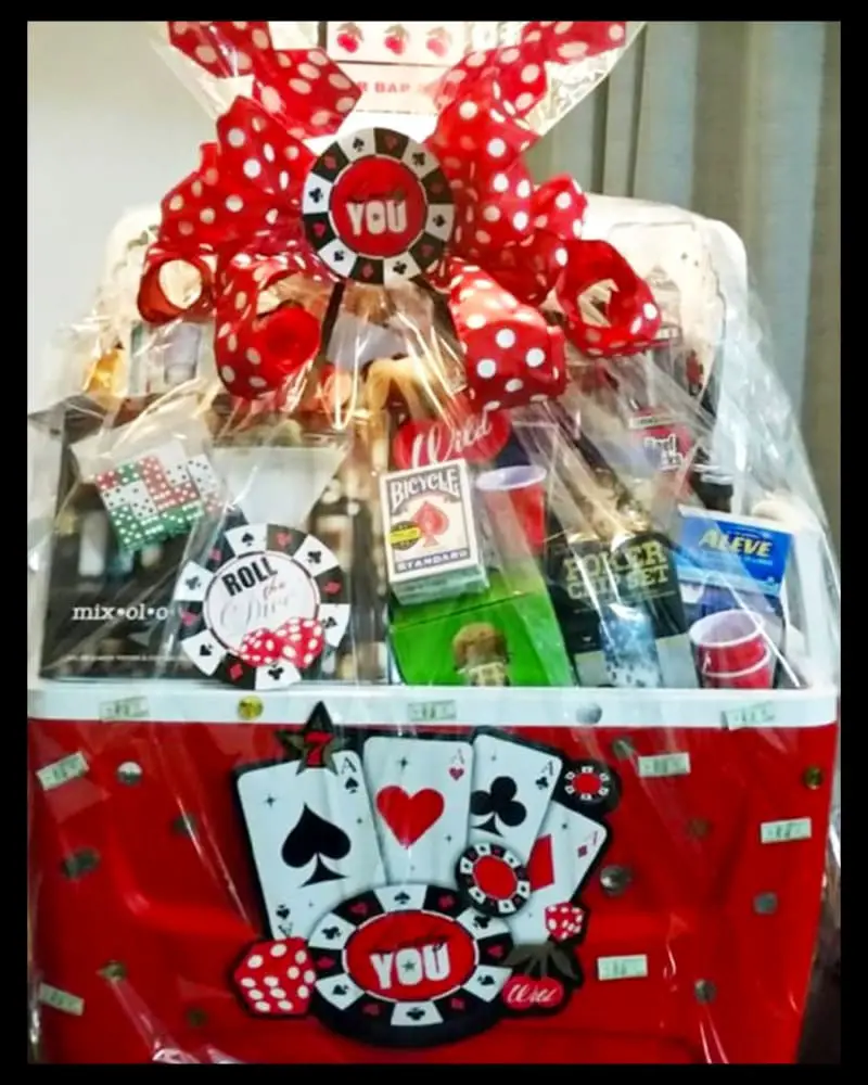 DIY Raffle Gift Basket Ideas- lottery tickets, movie night, dollar tree, wine gifts and more inexpensive raffle gift basket ideas for adults, families and fundraisers - easter ideas too