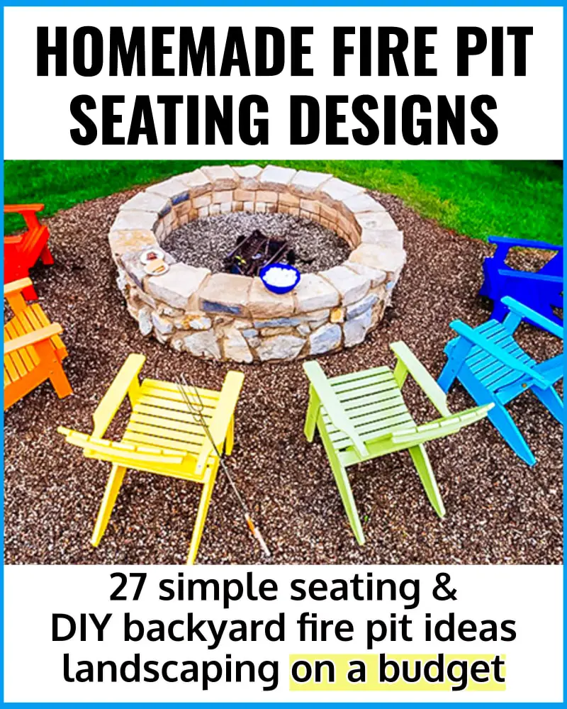 Homemade fire pit seating designs for DIY Backyard fire pit ideas landscaping on a budget - simple small fire pit seating ideas - affordable country backyard rustic fire pit ideas for seats around your outside outdoor fire pit - fire pit and seating - backyard patio designs fire pit, small round outdoor seating fire pit for yard or porch fire pit outdoors, fire pit stools, bench seats and chairs