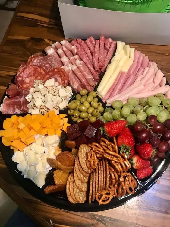 party platter ideas - finger food party platters and meat platter ideas - easy homemade party platters for grazing at a baby shower, potluck, church supper, birthday party, football super bowl party or any large group gathering like a family reunion