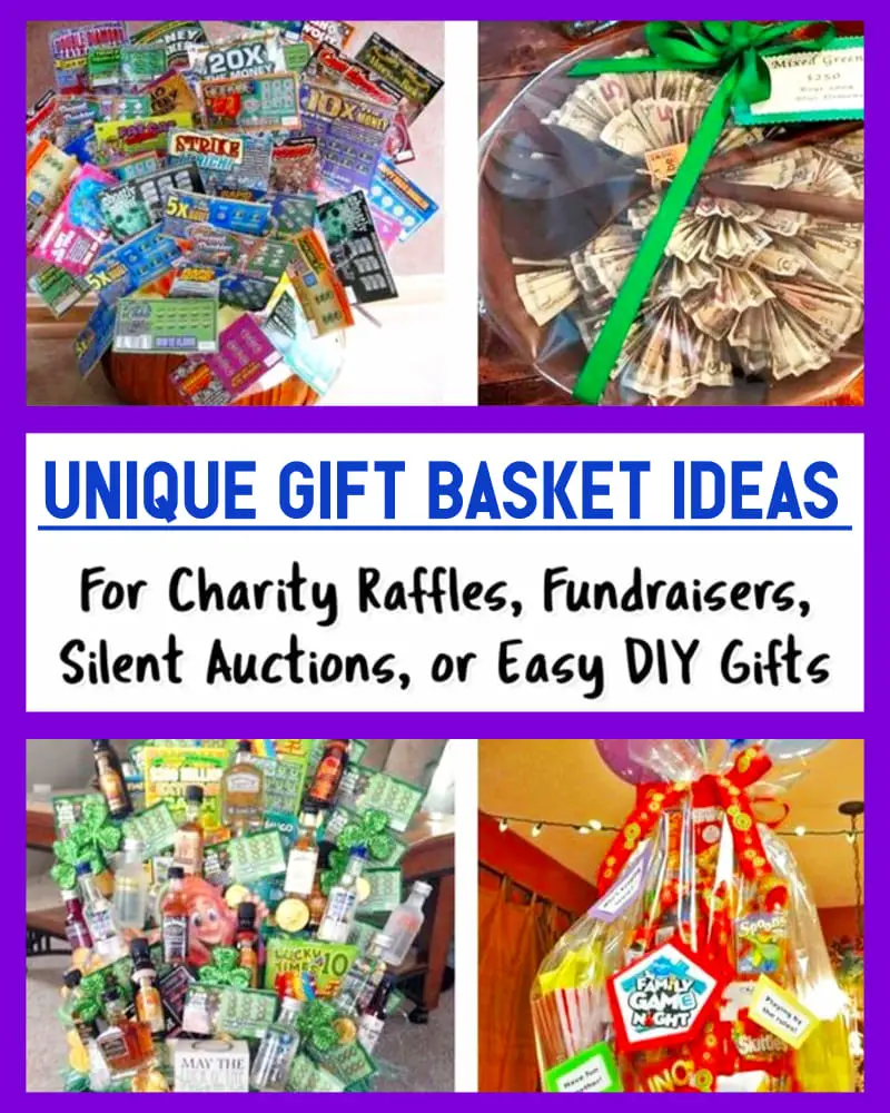 Raffle gift basket ideas for fundraiser silent auctions, Jack and Jill raffle, adults and more creative unique ideas with lottery tickets and more